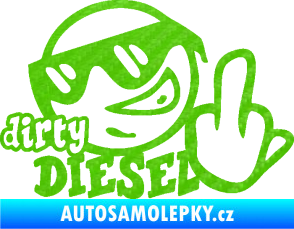 Samolepka Dirty diesel smajlík 3D karbon zelený kawasaki