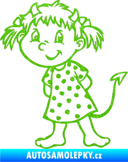 Samolepka Dítě v autě 014 levá holčička ďáblice 3D karbon zelený kawasaki