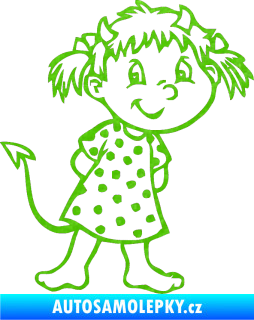 Samolepka Dítě v autě 014 pravá holčička ďáblice 3D karbon zelený kawasaki