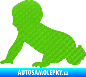 Samolepka Dítě v autě 025 levá miminko silueta 3D karbon zelený kawasaki