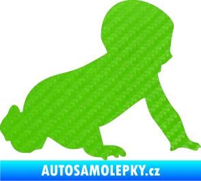 Samolepka Dítě v autě 025 pravá miminko silueta 3D karbon zelený kawasaki