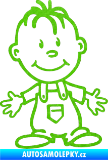 Samolepka Dítě v autě 028 pravá chlapec 3D karbon zelený kawasaki