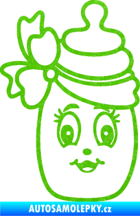 Samolepka Dítě v autě 062 levá kojenecká lahvička 3D karbon zelený kawasaki