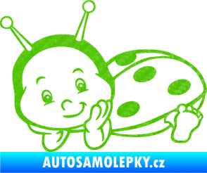 Samolepka Dítě v autě 063 levá beruška 3D karbon zelený kawasaki