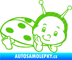 Samolepka Dítě v autě 063 pravá beruška 3D karbon zelený kawasaki