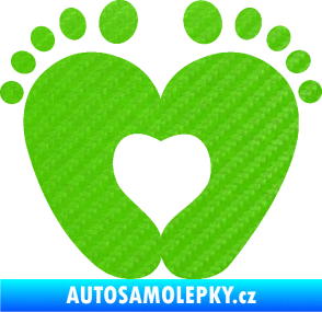 Samolepka Dítě v autě 064 nožičky 3D karbon zelený kawasaki