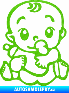 Samolepka Dítě v autě 069 levá mimčo s lahvičkou 3D karbon zelený kawasaki