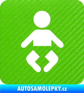 Samolepka Dítě v autě 093 symbol miminka 3D karbon zelený kawasaki
