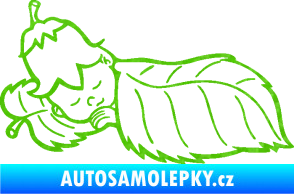 Samolepka Dítě v autě 107 levá spinká na lístečku 3D karbon zelený kawasaki
