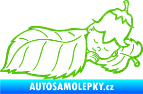Samolepka Dítě v autě 107 pravá spinká na lístečku 3D karbon zelený kawasaki