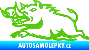 Samolepka Divoké prase 004 levá 3D karbon zelený kawasaki