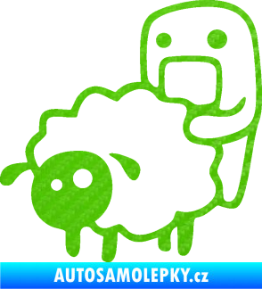 Samolepka Domo 005 levá love sheep 3D karbon zelený kawasaki