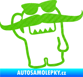 Samolepka Domo 016 levá s knírem 3D karbon zelený kawasaki