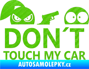 Samolepka Dont touch my car 007 3D karbon zelený kawasaki