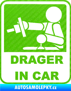 Samolepka Drager in car 002 3D karbon zelený kawasaki