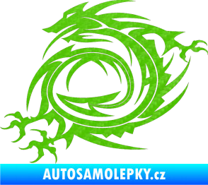 Samolepka Dragon 002 levá 3D karbon zelený kawasaki