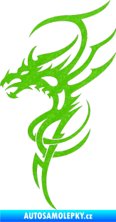 Samolepka Dragon 017 levá 3D karbon zelený kawasaki