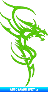 Samolepka Dragon 017 pravá 3D karbon zelený kawasaki