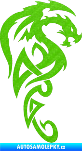 Samolepka Dragon 018 pravá 3D karbon zelený kawasaki