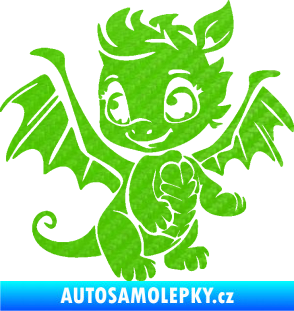 Samolepka Dragon 054 levá roztomilý dráček 3D karbon zelený kawasaki