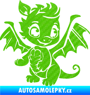 Samolepka Dragon 054 pravá roztomilý dráček 3D karbon zelený kawasaki