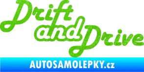 Samolepka Drift and drive nápis 3D karbon zelený kawasaki