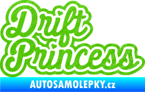 Samolepka Drift princess nápis 3D karbon zelený kawasaki