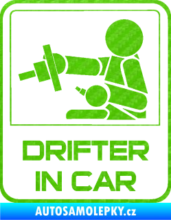 Samolepka Drifter in car 001 3D karbon zelený kawasaki