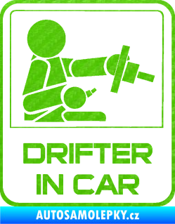 Samolepka Drifter in car 002 3D karbon zelený kawasaki