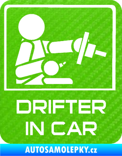 Samolepka Drifter in car 004 3D karbon zelený kawasaki