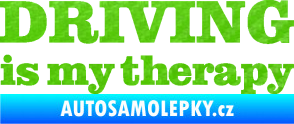 Samolepka Driving is my therapy nápis 3D karbon zelený kawasaki