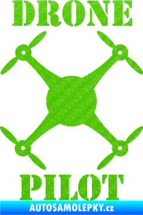Samolepka Drone pilot  nápis  3D karbon zelený kawasaki