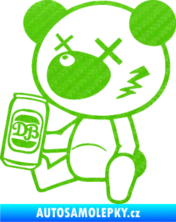 Samolepka Drunk bear 001 levá medvěd s plechovkou 3D karbon zelený kawasaki