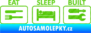 Samolepka Eat sleep built not bought 3D karbon zelený kawasaki