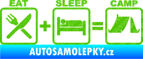 Samolepka Eat sleep camp 3D karbon zelený kawasaki