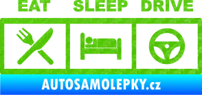 Samolepka Eat, sleep, drive 001 s nápisem 3D karbon zelený kawasaki