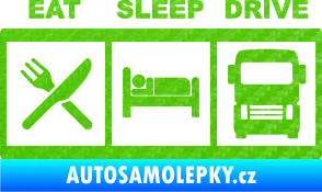 Samolepka Eat, sleep, drive 003 s nápisem 3D karbon zelený kawasaki