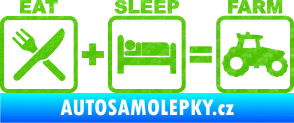 Samolepka Eat sleep farm 3D karbon zelený kawasaki