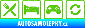 Samolepka Eat sleep game repeat hrát počítačové hry 3D karbon zelený kawasaki