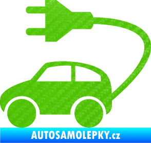 Samolepka Elektro auto 002 levá symbol zásuvka 3D karbon zelený kawasaki
