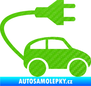 Samolepka Elektro auto 002 pravá symbol zásuvka 3D karbon zelený kawasaki