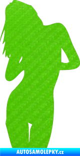 Samolepka Erotická žena 001 levá 3D karbon zelený kawasaki