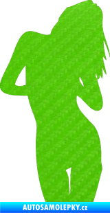 Samolepka Erotická žena 001 pravá 3D karbon zelený kawasaki