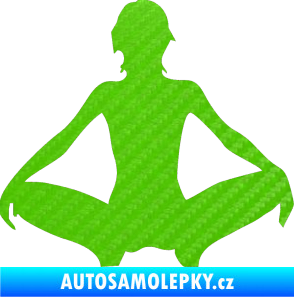 Samolepka Erotická žena 003 pravá 3D karbon zelený kawasaki
