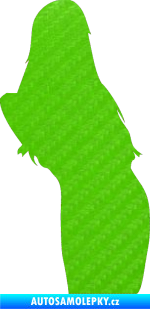 Samolepka Erotická žena 005 pravá 3D karbon zelený kawasaki
