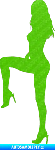 Samolepka Erotická žena 006 levá 3D karbon zelený kawasaki