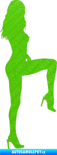 Samolepka Erotická žena 006 pravá 3D karbon zelený kawasaki