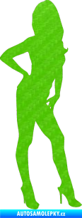 Samolepka Erotická žena 007 pravá 3D karbon zelený kawasaki