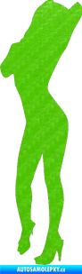 Samolepka Erotická žena 008 levá 3D karbon zelený kawasaki