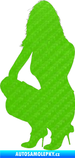 Samolepka Erotická žena 009 levá 3D karbon zelený kawasaki